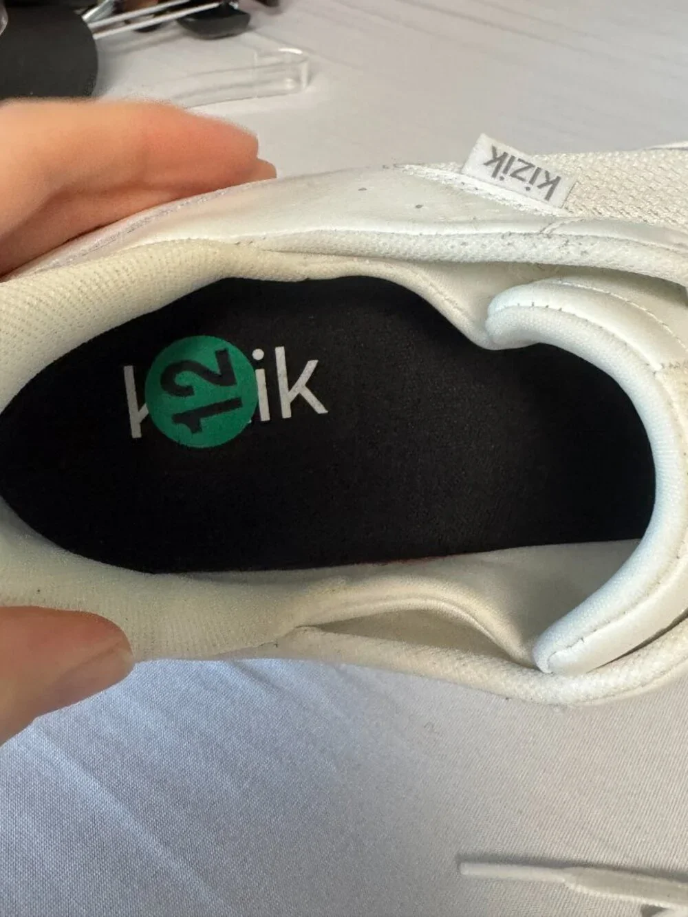 Men's 12 Kizik Oslo Hands-Free Sneakers White Leather Mesh Athletic Shoes